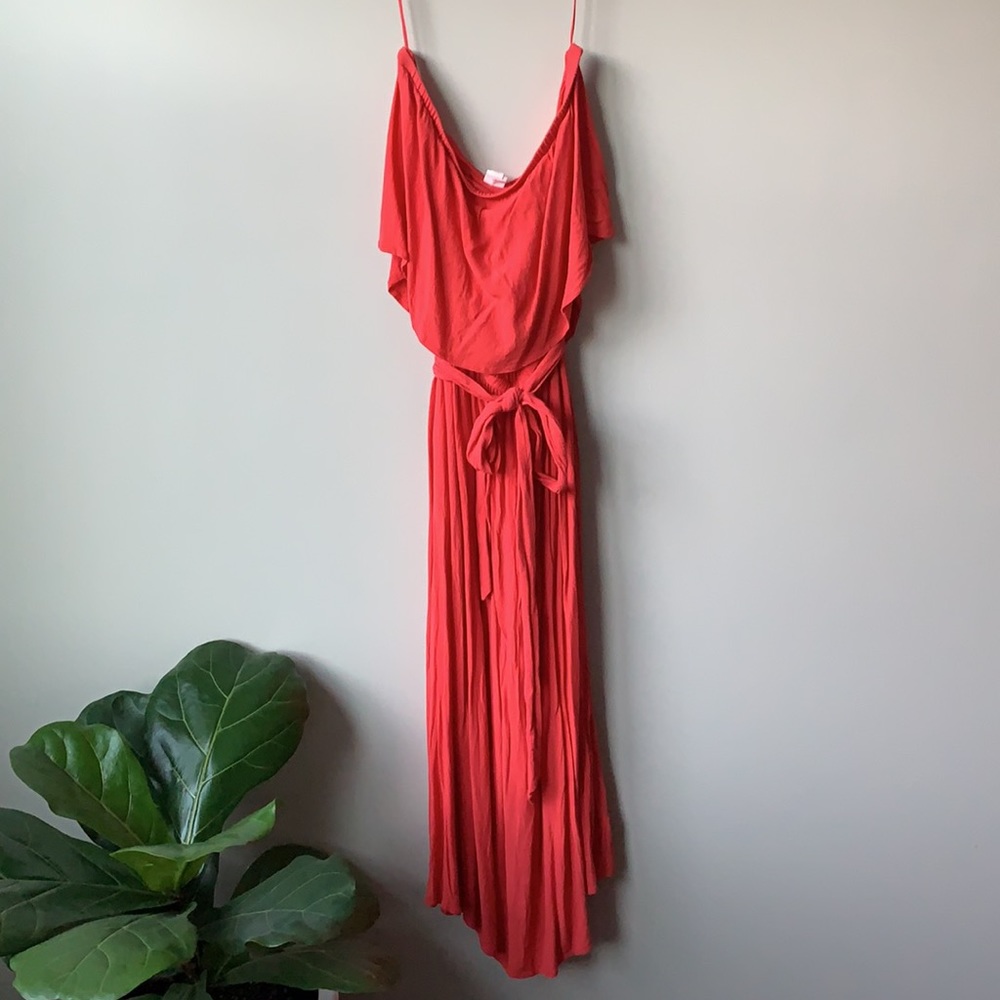 Strapless midi dress with belt